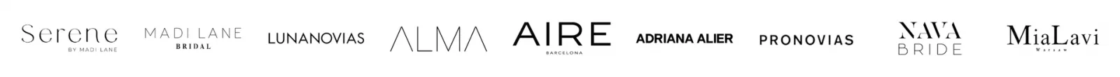 Unsere Designer: Adriana Alier, Aire Atelier, Aire Barcelona, Alma Novia, Eddy K., Luna Novias, Madi Lane, Mia Lavi, Nava Bride, Pronovias, Serene by Madi Lane, St. Patrick Studio